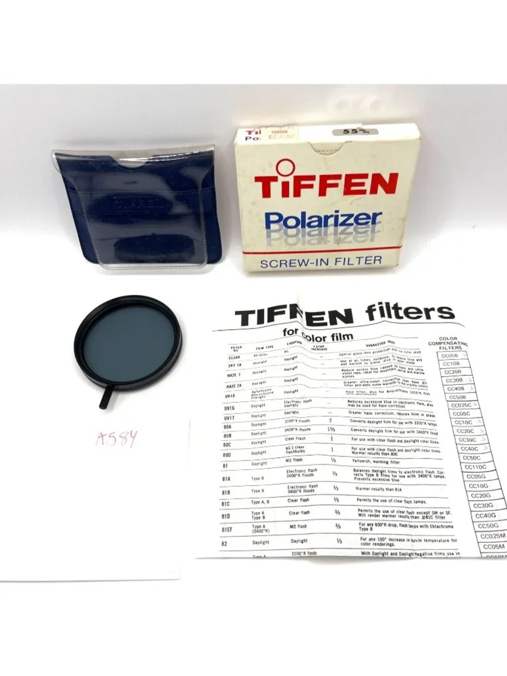 Tiffen 55mm Polarizer Screw-In Filter With Case & Box A584